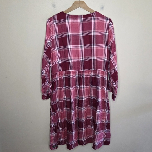 NWT Matilda Jane | Red Pink Plaid Long Sleeve Dress Buttons to Waist Size Small - Picture 8 of 9